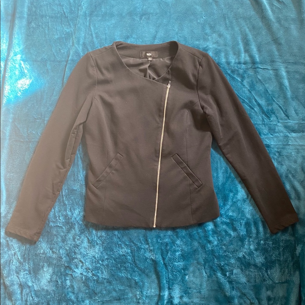 Black Mossimo asymmetrical zip black jacket